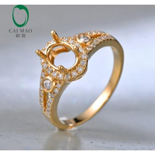 Free shipping 14kt Yellow Gold 5x7mm Oval Diamond Semi Mount Engagement Ring Setting For Anniverary