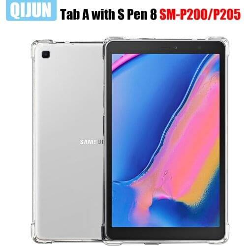 Tablet case for Samsung Galaxy Tab A 8 2019 Pen Silicone soft shell TPU Airbag cover Transparent protection bag for SM-P200/P205