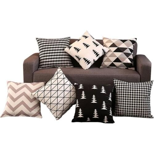 Nordic style Black and White Polyester Decorative Pillowcases home kussensloop Sofa Car Cushion Cover peach velvet pillowcase