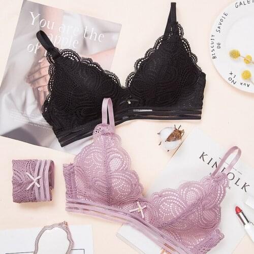 Black Bra Wire Free Push Up Sexy Women Bras Lace Bralette Lingerie Small Breast Adjusts Bra Female Underwear