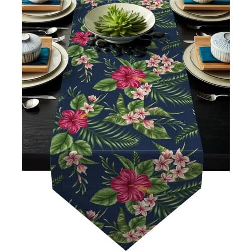 Flower Leaves Feather Hibiscus Table Runner Table Flag Home Party Decorative Tablecloth Table Runners