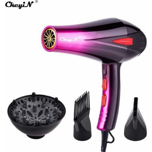 CkeyiN Electric 4000W Hair Dryer Fast Styling Power Blow Dryer Hot And Cold Adjustment With Two Nozzles Salon Strong Blowdryer