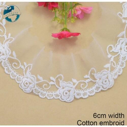 6cm width cotton embroid sewing ribbon guipure lace trim or fabric warp knitting DIY Garment Accessories free shipping#2888