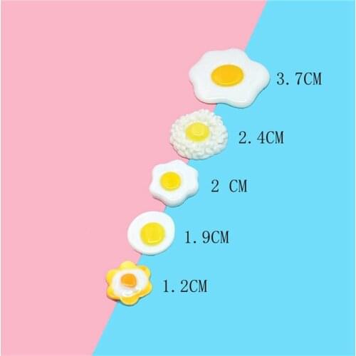 Julie Wang 20PCS Resin Fried Egg Charms Random Mixed Styles Artificial Food Pendants Jewelry Making Accessory Home Decor
