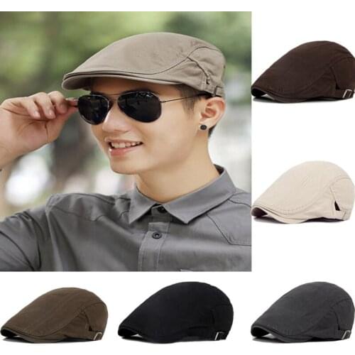 New Mens Peaked Cap Beret Golf Driving Sun Flat Top Fashion Ladies Solid Color Beret Peaked Cap Casual Fashion Flat Top Cap