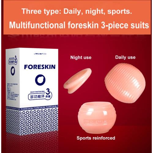 Cock Rings Breathable Penis Rings Male Chastity Device Sex Toys 3PCS/Set Delay Ejaculation Reusable Foreskin Corrector for Men