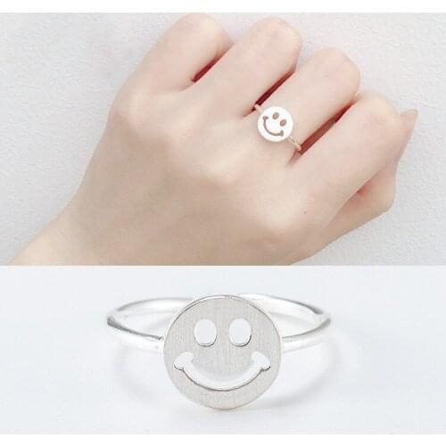 Summer Beach Vacation Knuckle Smile Face Open Rings for Women Girls Adjustable Finger Ring Charm Jewellery Wholesale Gifts