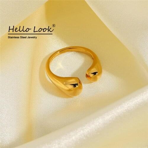 HelloLook Stainless Steel Chunky Ring Womens Adjustable Open Ring Stackable Jewelry Accessories Size 6/7/8