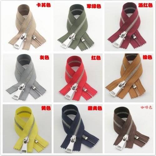 10 Pcs/lot Metal Zipper 20cm for Sewing Close End Clothing Pocket Off White Red Black Handbag Boots Accessories