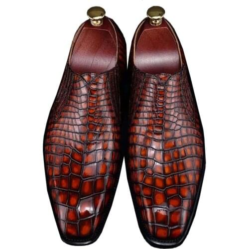Chue Men shoes Single shoes leisure business Crocodile leather real men shoes