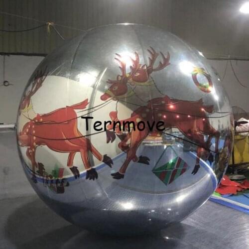 Inflatable Mirror Ball Customized Printed Air Balloon Advertising promotion Balloon with printing christmas Reindeer decoration