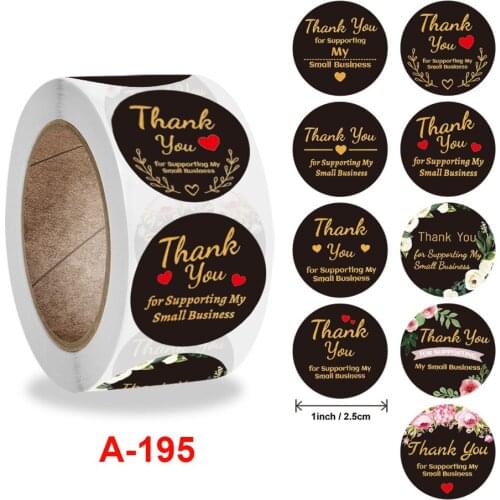 500pcs"Thank you for supporting my busniess'sticker for envelope sealing labels sticker black gold silver stationery supply