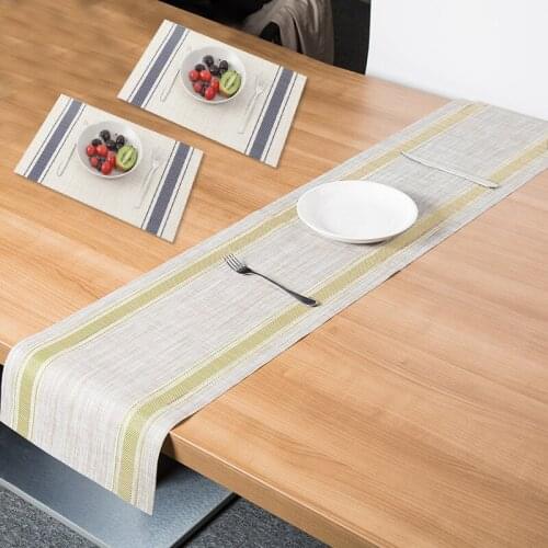 PVC Table Runner Super Long Stripes Grid Patterns Waterproof Oil Proof Placemat Hot Insullated Table Cloth Coaster Pad