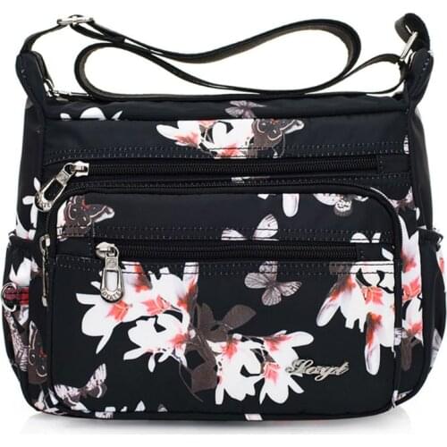 Nylon Floral Multi-Pocket Crossbody Purse Bags for Women Travel Shoulder Bag M68C