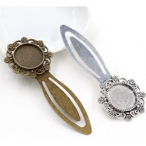 New Fashion 2pcs 18mm Inner Size Antique Bronze Silver Plated Vintage Style Handmade Bookmark Cabochon Base Cameo Setting