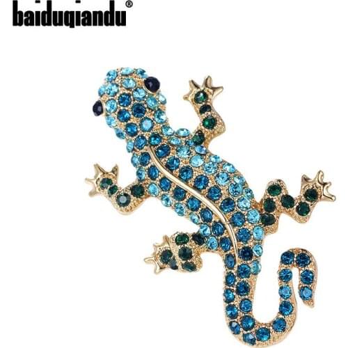 Baiduqiandu Brand New Arrival Crystal Rhinestones Pave Gekko Japonicus Brooch Pins