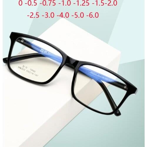 Big Frame Square Nearsighted Glasses Women Men Fashion Anti-blue Light TR90 okulary korekcyjne 0 -0.5 -0.75 -1.0 To -6.0