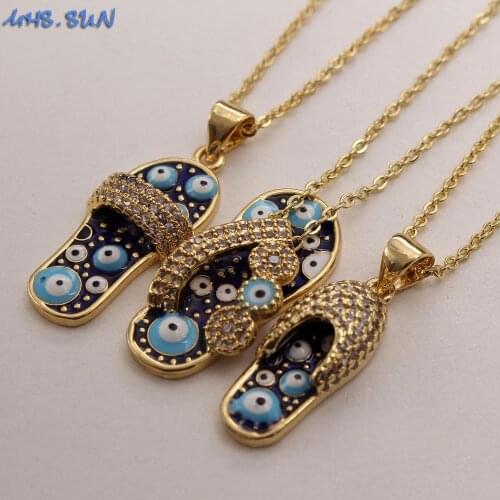 MHS.SUN Small Mosaic Zircon Slippers Pendant Necklace Charming Chain Necklace For Women Girls Fashion Party Jewelry 3 Style
