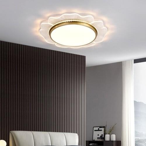All-copper LED bedroom ceiling lamp Nordic light luxury atmospheric light guide plate creative modern minimalist room lamps