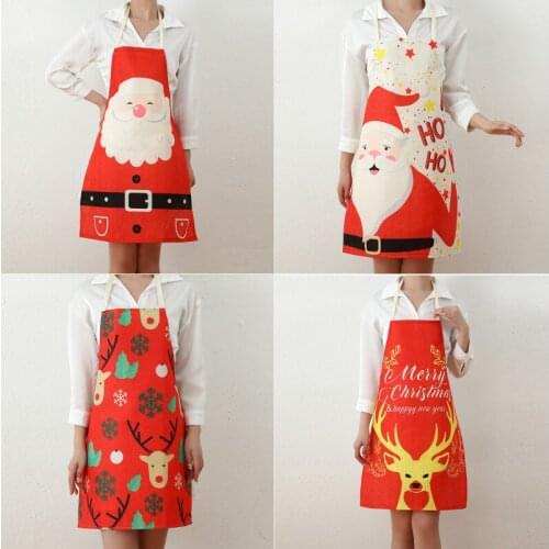 Christmas Decorations Fabric Printing Santa Claus Xmas Apron Restaurant Bar Merry Christmas Decor For Home 2021Xmas Gifts Favor