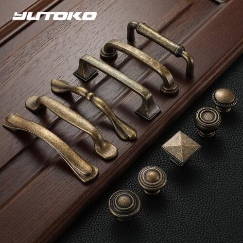 YUTOKO Wardrobe Cupboard Pull Handles Retro Metal Antique Brass 128mm Kitchen Drawer Cabinet Door Handle Furniture Knobs