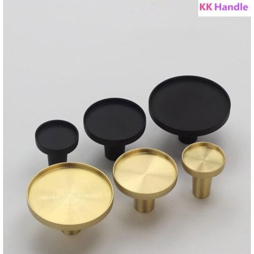 Kitchen Cabinet Knobs Gold/Black Brass Bedroom Cabinet Handles Round Drawer Pull Dresser Knob Furniture Door Handle