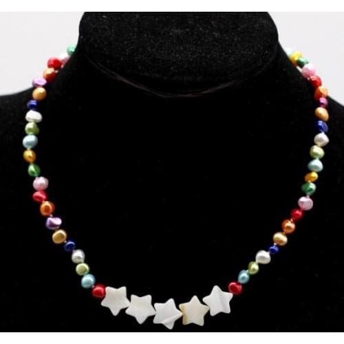 Nugget pearls necklace set freshwater pearls 6-7mm pearls with star shell pearl jewelry new design 1/5/10 setsN165