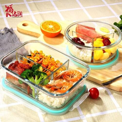 Glass lunch box for kids school children transparent food storage containers microwavable bento box japanese style snack box
