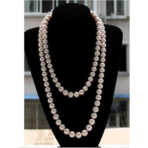 Gorgeous AAA 9-10mm white round pearl necklace 48inch