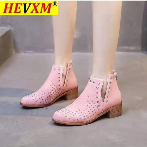 2021 Women Ankle Boots Mid Heels Platform Hollow Out Ladies Shoes Spring Autumn Low Heels Strap Vintage Martin Boots