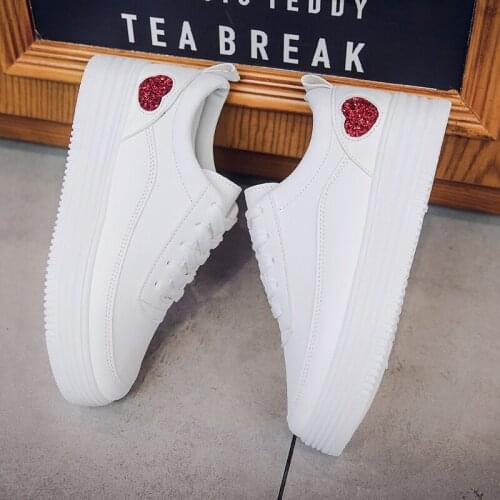 Womens sneakers spring new Fashion heart-shaped sponge cake thick bottom wear-resistant casual wild white platform shoes U20-84