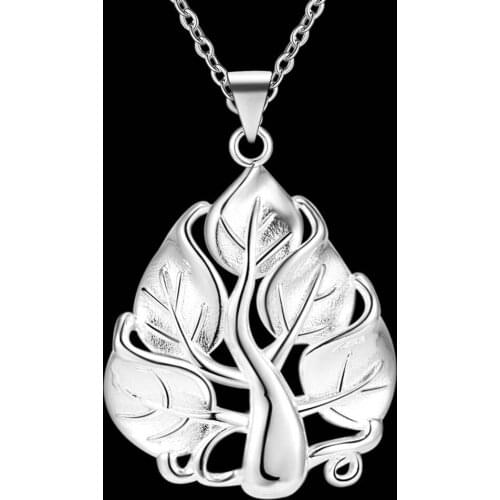 HOT for women wedding cute necklace Beautiful fashion Elegant silver charm Leaf pendant chain Necklace jewelry marked , LN047