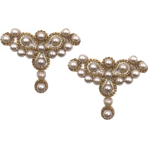 2pcs Crystal Rhinestone Shoe Charms Buckle Bridal Faux Pearl Shoe Clip Decor