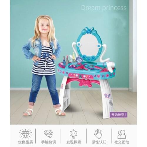 Christmas gifts Dream 26PCS 69.5 Height Light Music Baby Girl Simulation Pretend Play Princess Dressing Table Kids Makeup toys