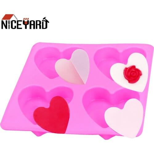 4 Hole Heart Style 3D Cake Mold Cupcake Jelly Candy Baking Tool Fondant Tool Chocolate Decoration Party Supply