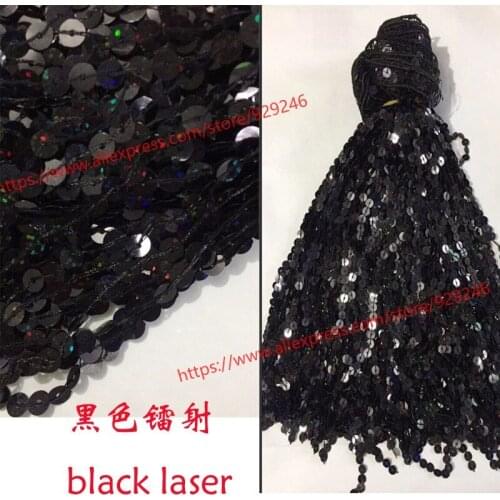 5 meters/lot 30cm width navy laser sequins tassel lace bottle green sequins lace for dancing dress decoration garment sequins