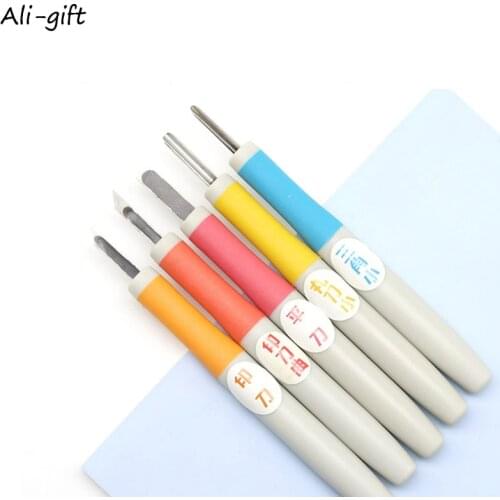 5 PCS/SET Premium Steel Cutter Set Rubber Stamp Engraving Woodworking Carving DIY Art Tools Engraving Accessories