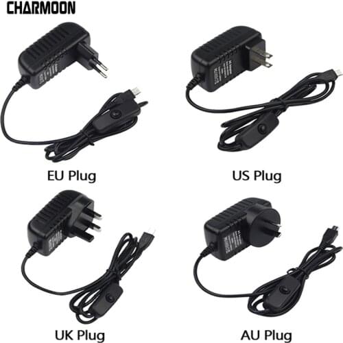 5V/3A Raspberry PI 3 model B+Plus Power Adapter ON/OFF switch button power supply charger DC/AC Adapter PSU Power Source