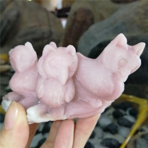 AAAAA+ Gemstone Natural Pink Opal Hand Carved Crystal Polished Quartz Healing Stone Home DIY Decorative Gem Gift