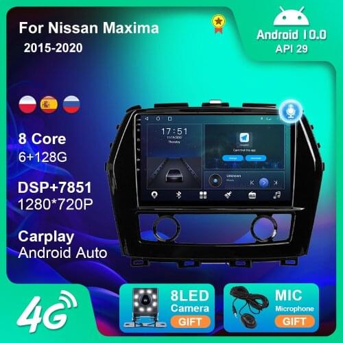 6+128G Android 10 Car Radio Stereo for Nissan Maxima 2011-2018 GPS Navigation Android Auto 4G WIFI BT Camera Carplay DVD Player