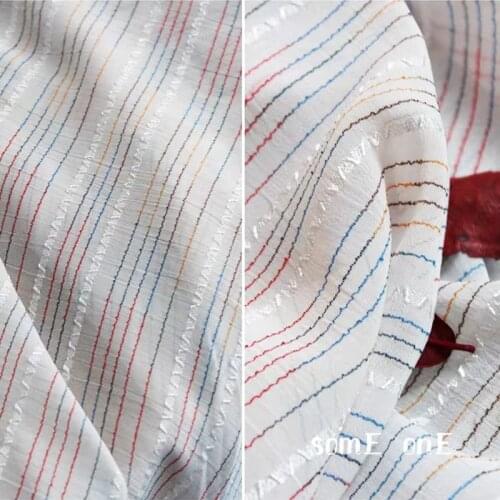 50x140cm Color stripe White Chiffon Fabric DIY Patchwork Sew Shirt Doll decor Dress High end Clothes Designer Fabric