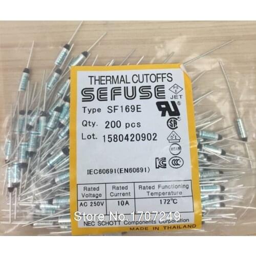 Free Shipping 50PCS/lot NEW SF169E SEFUSE Cutoffs Thermal Fuse 172C 172 Degree 10A 250V Metal fuse SF169E