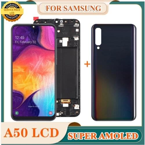 Super AMOLED For Samsung Galaxy A50 SM-A505FN/DS A505F/DS A505 LCD Display Touch Screen Digitizer With Frame For Samsung A50 lcd