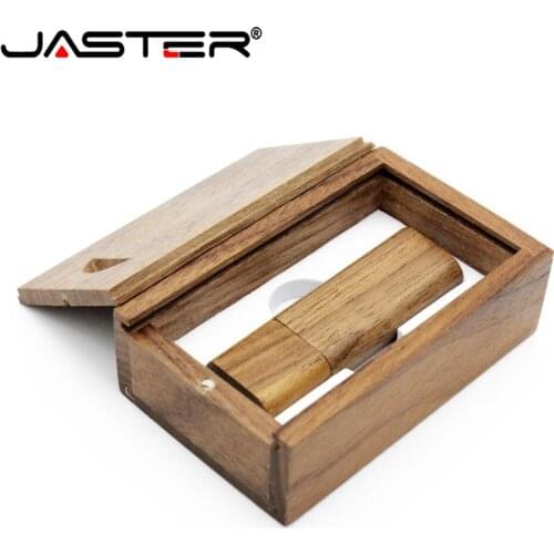 JASTER 1PCS free custom logo Wooden bamboo + wood box USB flash drive pendrive 8GB 16GB 32GB 64GB photography wedding gifts