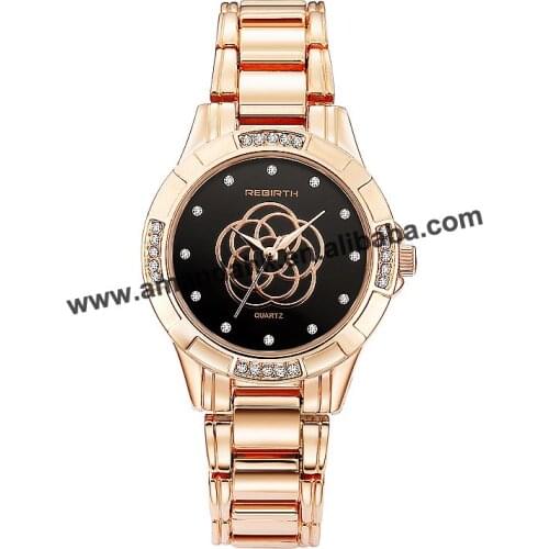 Hot Sale REBIRTH 119 Men Watches Women Thin Alloy Clock Male Casual Flower Rhinestone Quartz Watch Men Sport Wristwatch