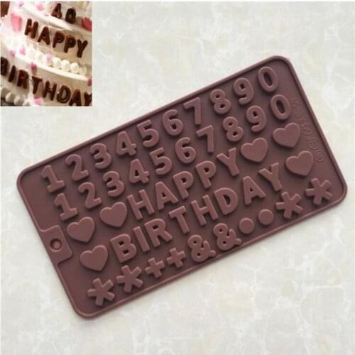 Cake decorating tools silicone chocolate mold letter and number fondant molds cookies bakeware tools happy birthday
