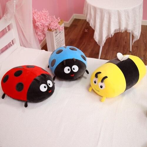3 Styles Ladybird Stuffed Insect Plush Toy 40/60cm Bee Plush Pillow Ladybug Stuffed Cartoon Lifelike Animal Children Baby Gift