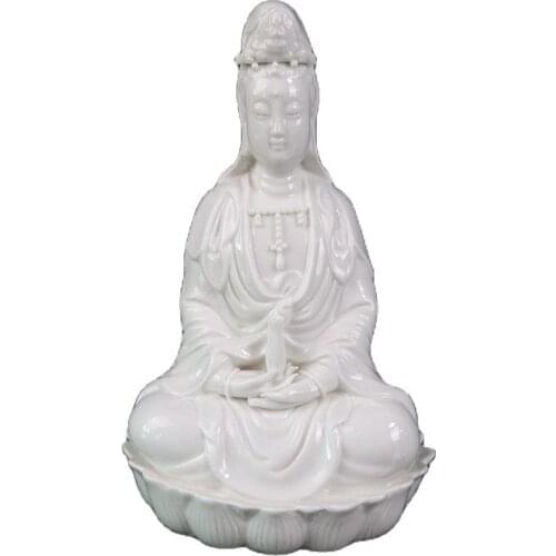 China Old Porcelain White Glazed Guanyin White Porcelain Sculpture