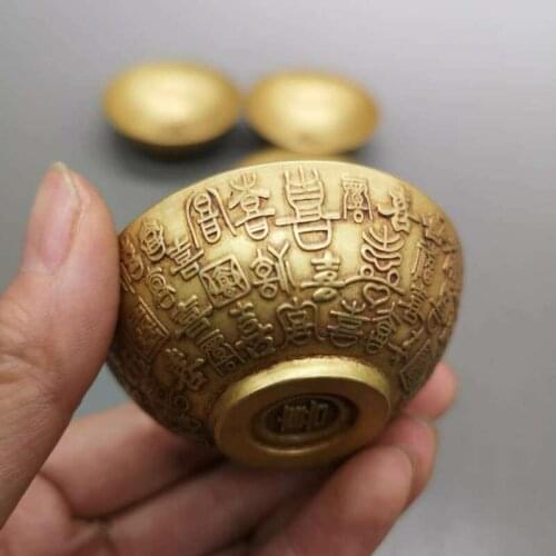 Chinese Pure Brass Small Dish Statue