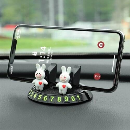 Creative cute universal instrument panel car phone holder temporary parking card phone number plate car interior accessories